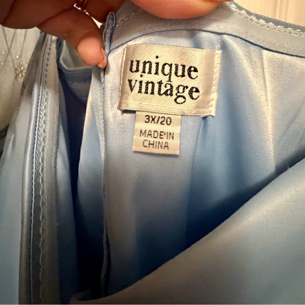 Unique Vintage Light Blue Snowflake Dress - Picture 5 of 6